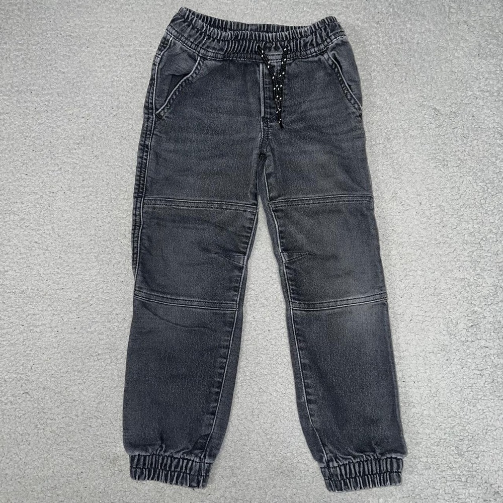 Gap Pants Toddler Size 5T Black Wash Denim Double Knee Elastic Waistband Jogger